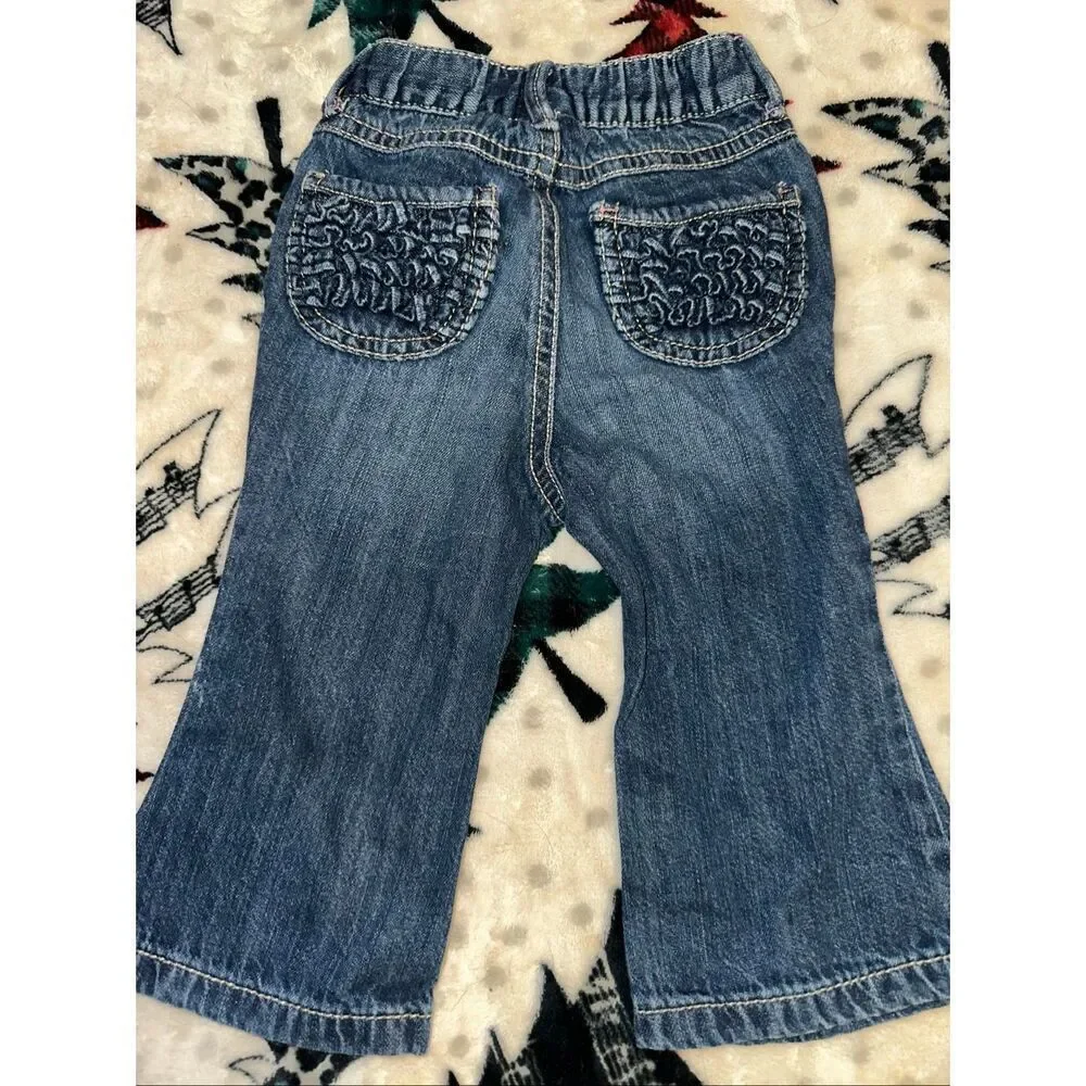 Vintage Gymboree Girls 12-18 Months Embroidered Blue Jeans Flare Princess Fairy